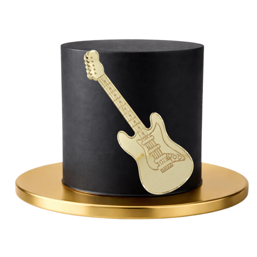Topper dekor na bok tortu grawerowana gitara elektryczna plexi złota