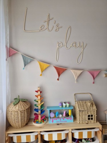 Drewniany napis na ścianę Let's play