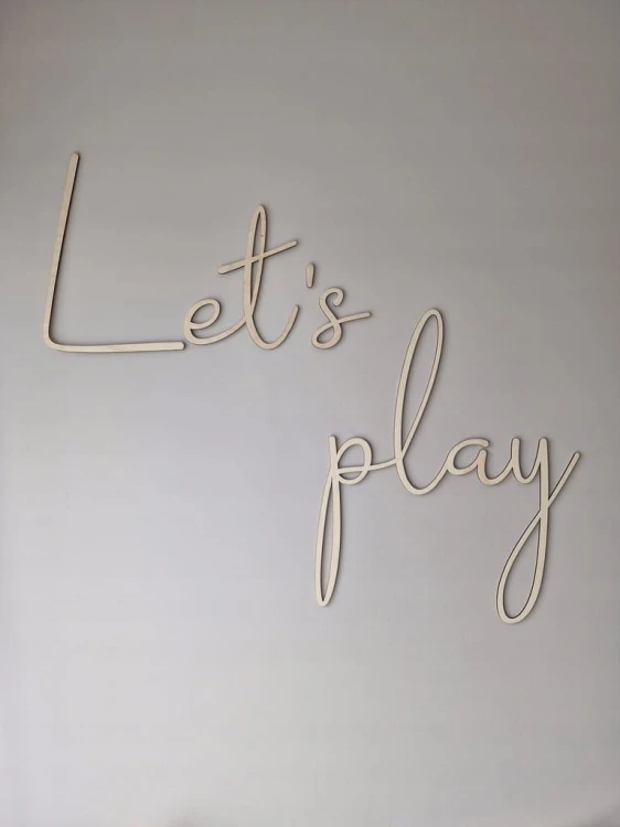 Drewniany napis na ścianę Let's play