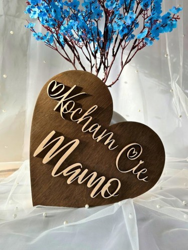 Drewniana tabliczka serce Kocham Cię Mamo