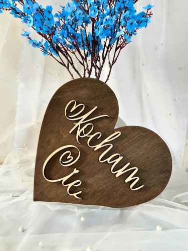Drewniana tabliczka serce Kocham Cię