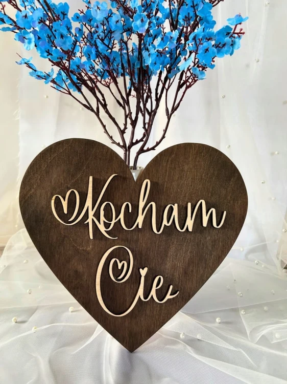 Drewniana tabliczka serce Kocham Cię