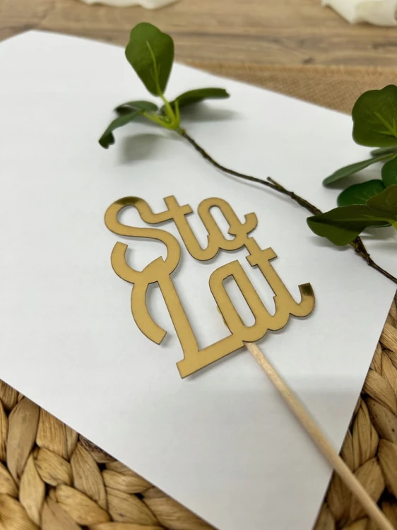Topper na tort Sto Lat ZŁOTY
