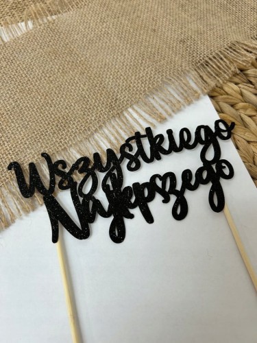 Topper na tort URODZINY Wszystkiego Najlepszego BROKAT