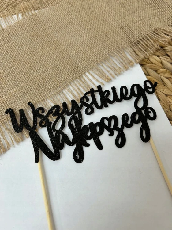 Topper na tort URODZINY Wszystkiego Najlepszego BROKAT