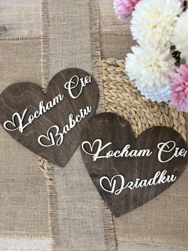 PREZENT NA Dzień BABCI I DZIADKA Tabliczki Serca KOCHAM CIĘ BABCIU DZIADKU