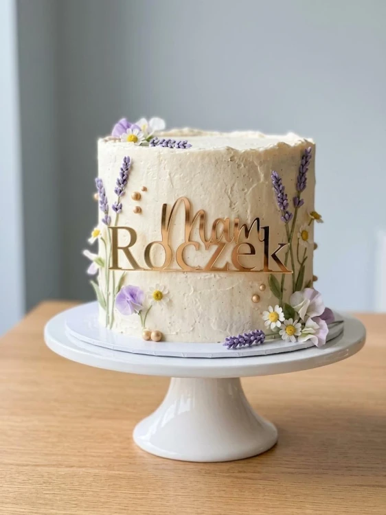 Dekor topper na bok tortu na roczek "Mam Roczek"- złota pleksi