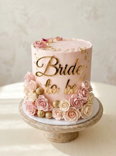 Topper na bok tortu Bride to Be - złota pleksi