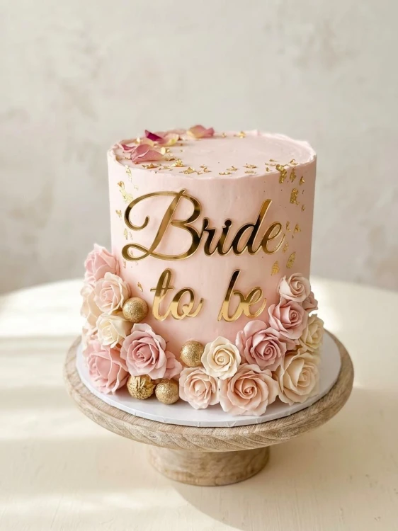 Topper na bok tortu Bride to Be - złota pleksi