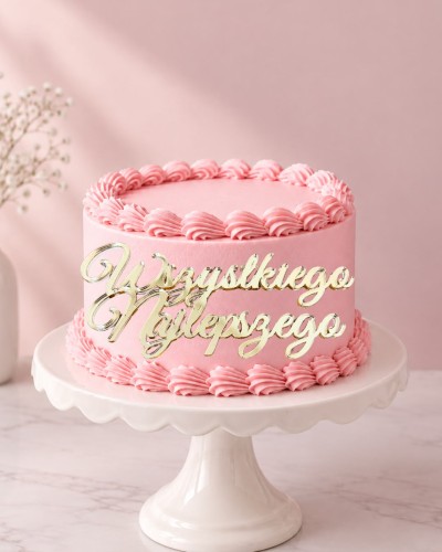 Topper/dekor na tort "Wszystkiego Najlepszego" delikatna fala