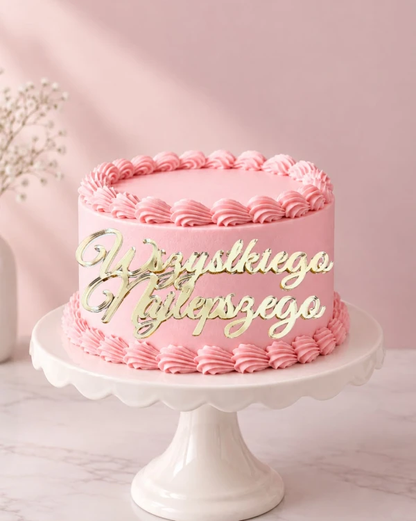 Topper/dekor na tort "Wszystkiego Najlepszego" delikatna fala