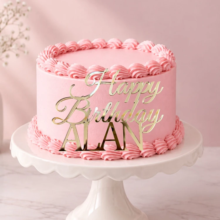 Topper/dekor na tort "Happy Birthday + imię"