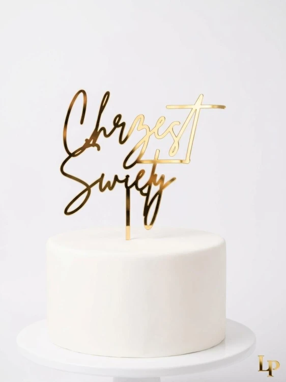 Topper na tort na chrzest "Chrzest Święty" z pleksi