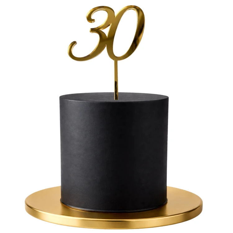 Topper na tort "Liczba 30" do wbicia urodziny złota pleksi 18 20 30 40 50